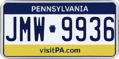 PA license plate JMW9936