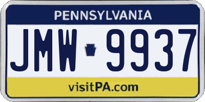PA license plate JMW9937