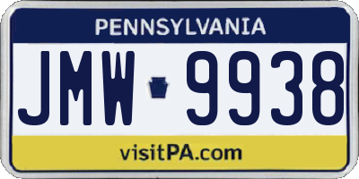 PA license plate JMW9938