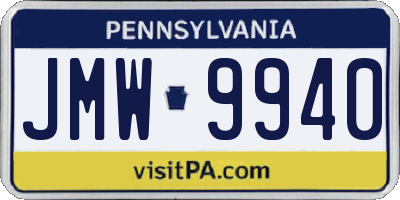 PA license plate JMW9940