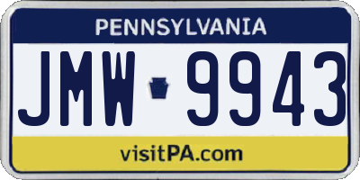 PA license plate JMW9943