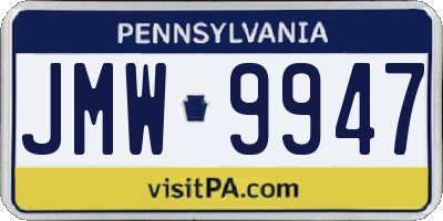 PA license plate JMW9947