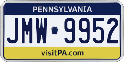 PA license plate JMW9952
