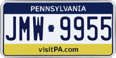 PA license plate JMW9955