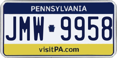 PA license plate JMW9958