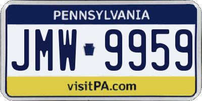 PA license plate JMW9959