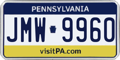 PA license plate JMW9960