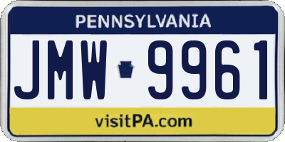 PA license plate JMW9961
