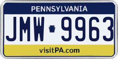 PA license plate JMW9963