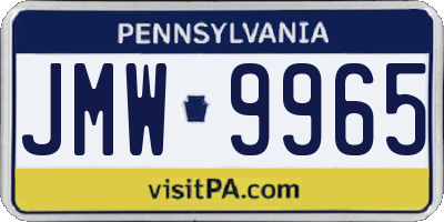 PA license plate JMW9965