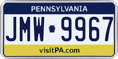 PA license plate JMW9967