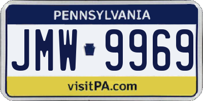 PA license plate JMW9969