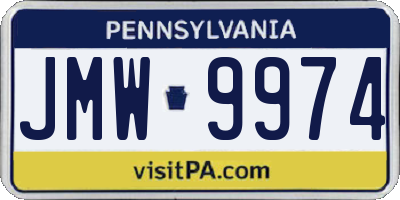 PA license plate JMW9974