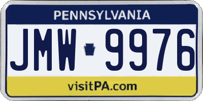 PA license plate JMW9976