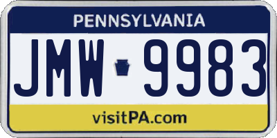 PA license plate JMW9983
