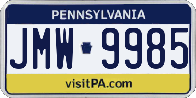 PA license plate JMW9985