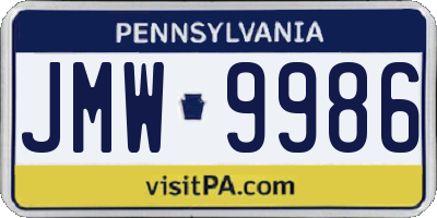 PA license plate JMW9986