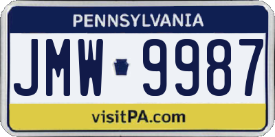 PA license plate JMW9987