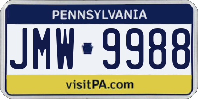 PA license plate JMW9988