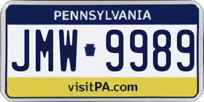 PA license plate JMW9989