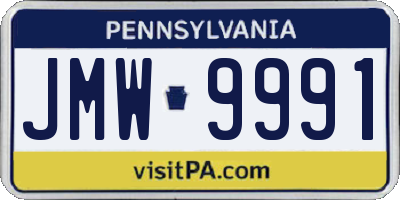 PA license plate JMW9991