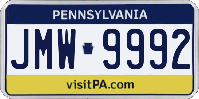 PA license plate JMW9992
