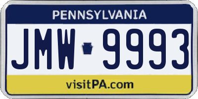 PA license plate JMW9993