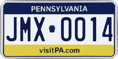 PA license plate JMX0014