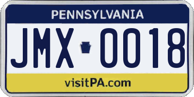 PA license plate JMX0018