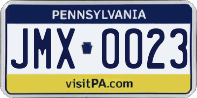 PA license plate JMX0023