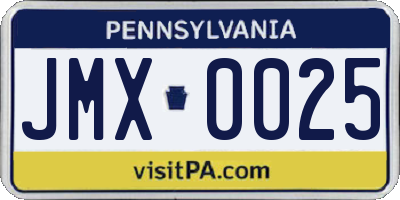 PA license plate JMX0025