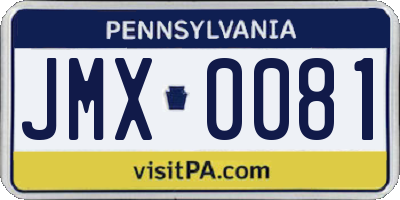 PA license plate JMX0081