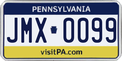 PA license plate JMX0099