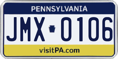 PA license plate JMX0106