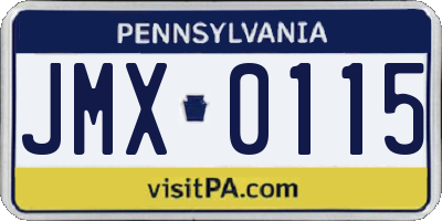 PA license plate JMX0115