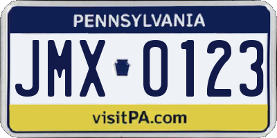 PA license plate JMX0123