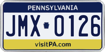 PA license plate JMX0126