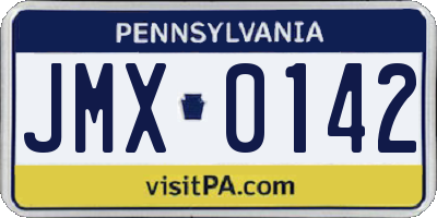 PA license plate JMX0142