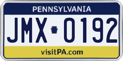 PA license plate JMX0192