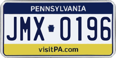PA license plate JMX0196