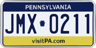 PA license plate JMX0211