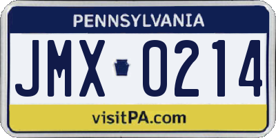 PA license plate JMX0214