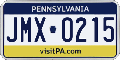 PA license plate JMX0215