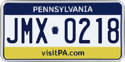 PA license plate JMX0218