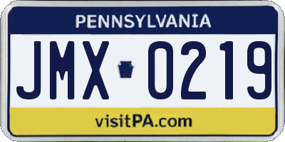 PA license plate JMX0219
