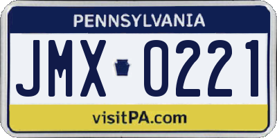 PA license plate JMX0221
