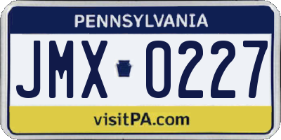 PA license plate JMX0227