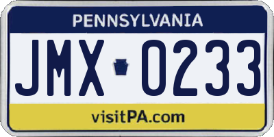 PA license plate JMX0233