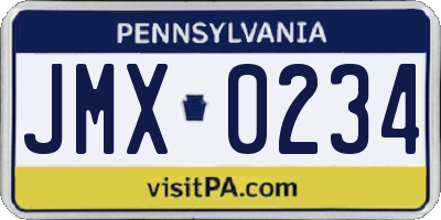 PA license plate JMX0234