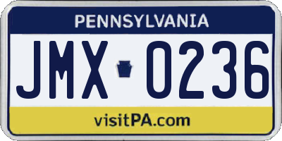 PA license plate JMX0236